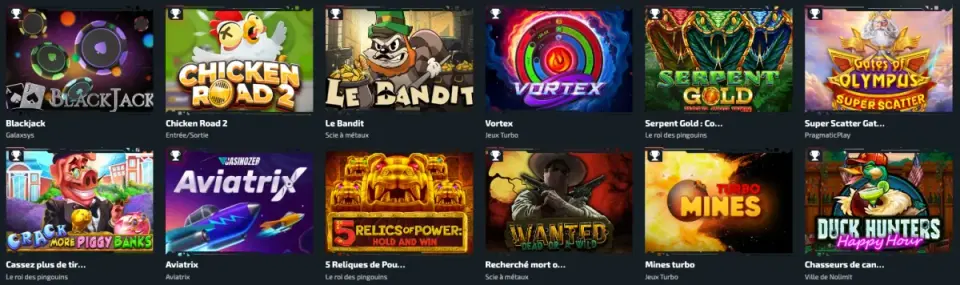Sélection de jeux Casinozer